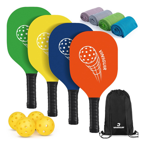 Set De Palas De Pickleball De Madera Premium 4 Bolas De...