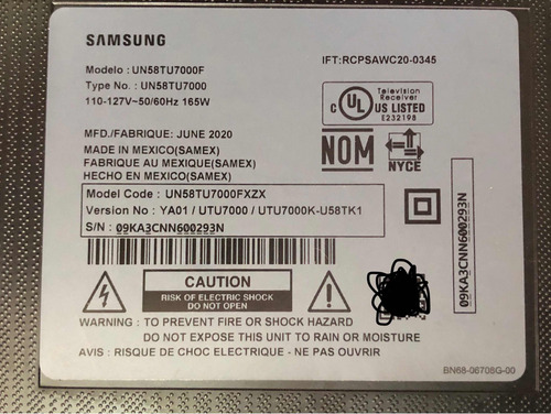 Fuente Samsung Bn44-01054c / L55s6_tsm | Un58tu7000-fxzx (Usado)