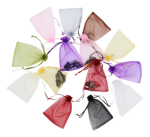 Para 200 Bolsas De Regalo De Organza Con Cordones, 7 X 9 Cm