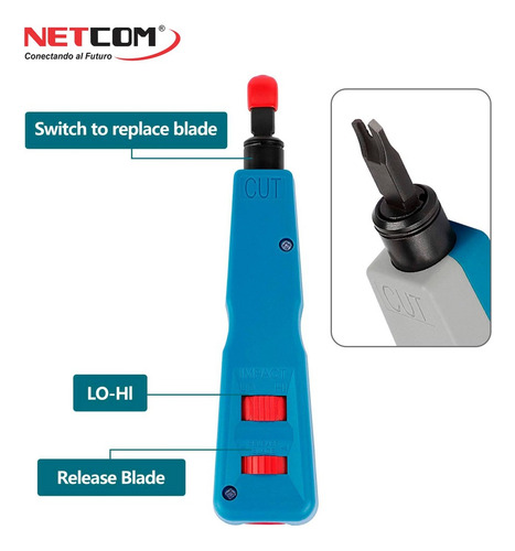 Ponchador De Impacto Netcom Punch Down 110/88 110/66 Cat5 6