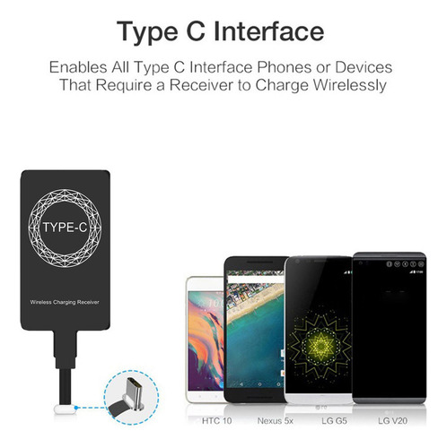 Para Z0hz Adaptador De Carga Inalámbrico Tipo C Receptor De