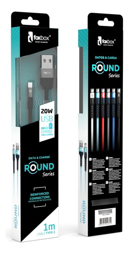 Cable Foxbox Round Type-c Carga Rápida Color Gris