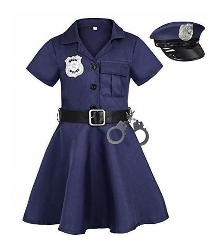 Heay Girls Police Costume Halloween Dress Up Cop Costume For