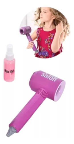 Set Peluqueria Infantil Secador Con Viento Spray Rulos/liso Con Cepillo