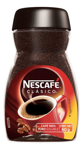 Café instantáneo clásico descafeinado Nescafé Clásico sin gluten frasco 60 g