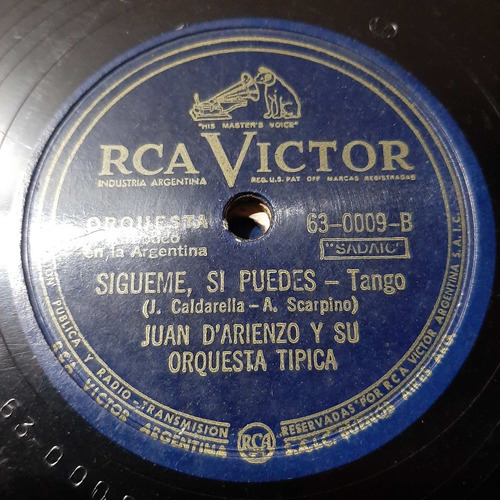 Pasta Juan D Arienzo Alberto Echague Rca Victor C197