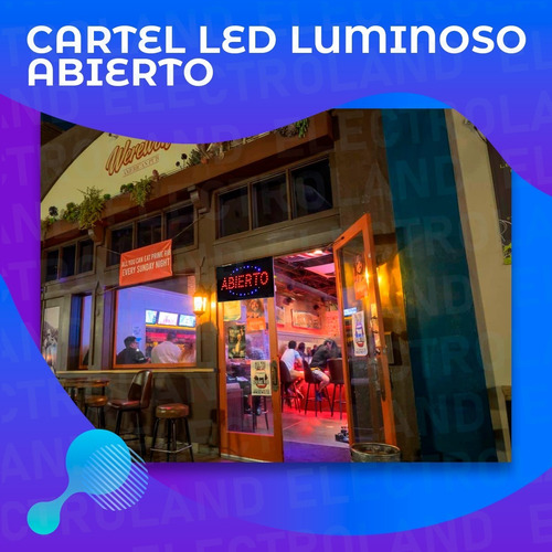 Imagen 2 de 10 de Cartel Led Luminoso Abierto Directo 220v Azul Y Rojo Oferta