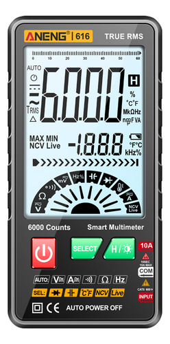 Aneng 616 Multímetro Digital Rms Universal Mano Tester Voltí