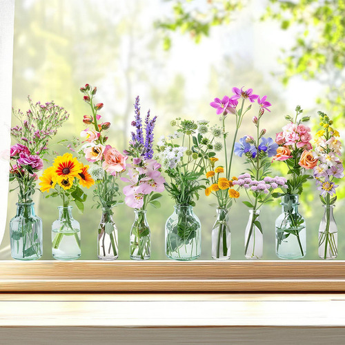 Ventana De Flores Calcomanías De Pared Calcomanía De Papel