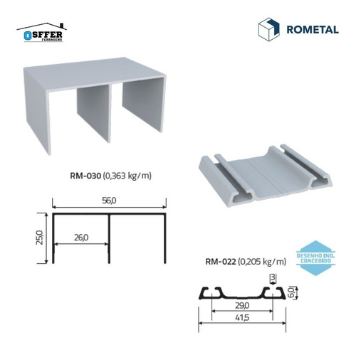 Sistema Deslizante Kit Roldana E Trilhos Mdf 15mm Ro62 1,30m