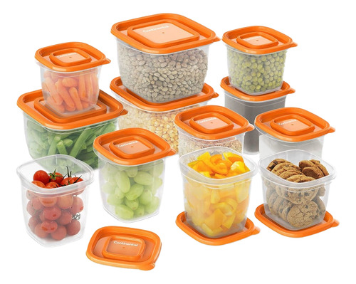 Conjunto 12 Potes Plástico Laranja - Continental