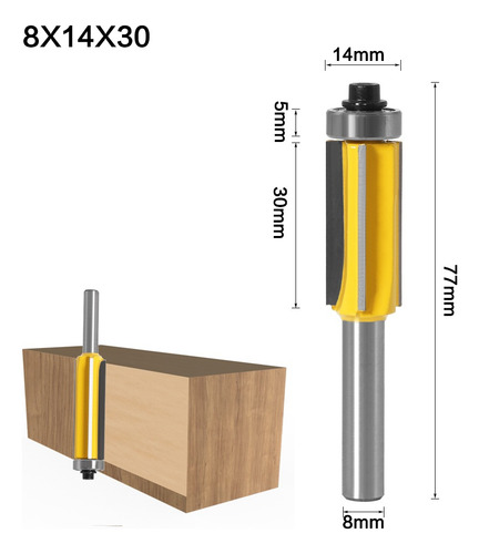 Fresa 4 Aspas Rodaje Superior 8mm X 14mm X 30mm (pack3)