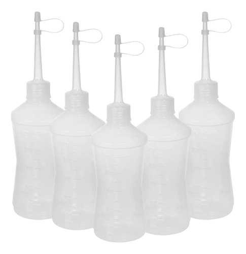 Almotolia Plástica Transparente 250 Ml Com Bico Reto 5 Uni