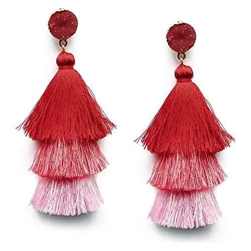 Pendientes Largos Con Borlas En Forma De Gota De Agua, Color