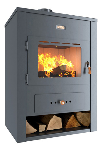 Calefactor Leña 120 M2+kit Techo Completo+parrilla De Regalo