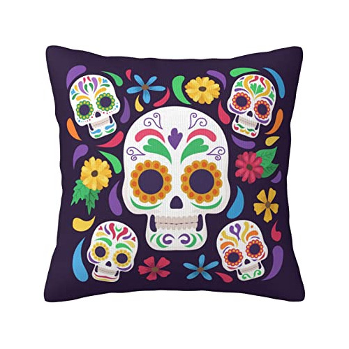 Día De Muertos Funda De Almohada De Calavera De Azúca...