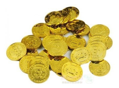 Bitcoins For Party (50 Bitcoin Pieces, Gold Color)