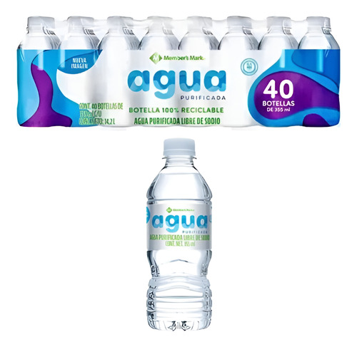 Agua Member's Mark 40 Piezas De 355 Ml C/u