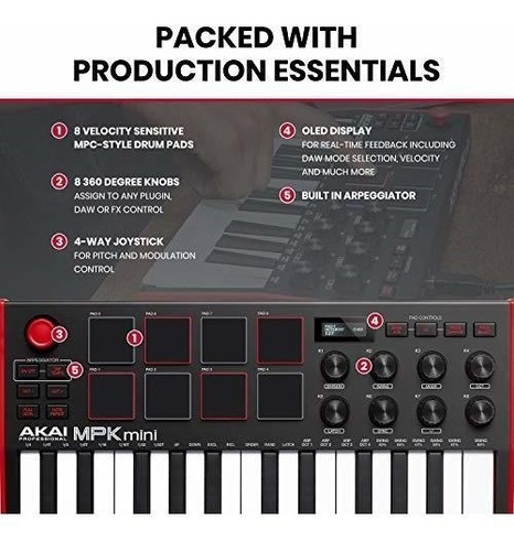 Imagen 4 de 5 de Akai Professional Mpk Mini Mk3 | Controlador De Teclado Midi