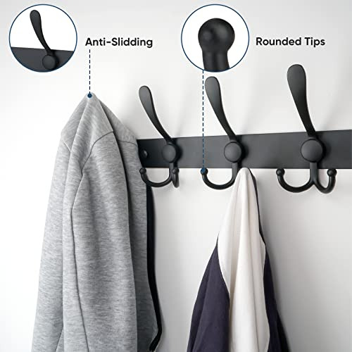 Perchero De Pared Ticonn, Cinco Ganchos Triples Resistentes,
