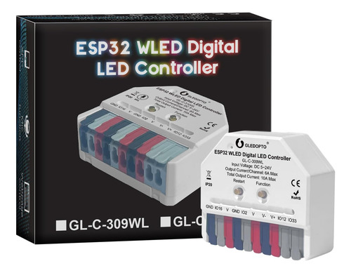 Controlador De Led Mini Wled Gledopto Esp32 Dc 5~24v Diy Ilu