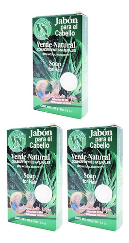 Jabón Para Cabello Verde Natural (3 Piezas)