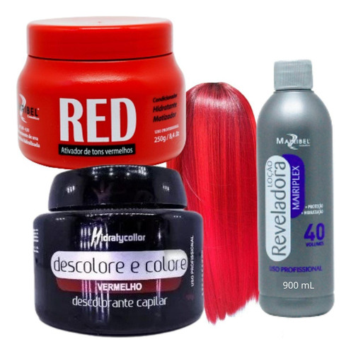 Kit Descolore E Colore Vermelho Red 1 Pó 1 Ox 1 Matizador