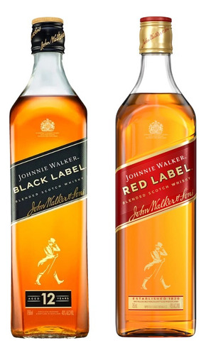 Whisky Johnnie Walker Black Label 750ml Y Red Label 750ml