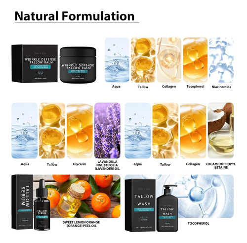 Bálsamo Antirrugas 3 Em 1 Sebum Para Homens, 3 Unidades