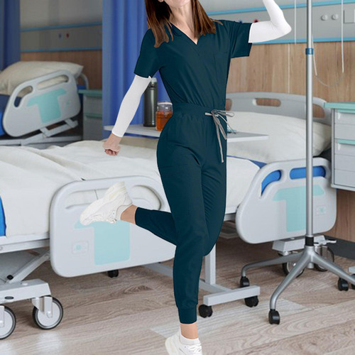 Conjunto De Uniforme De Enfermería Y Pantalones De Manga Cor