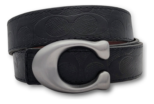 Cinturon Coach Doble Vista Reversible Clasico Unisex Color Troquelado Diseño De La Tela Sculpted C Gris No Reversible Talla M (115cm)