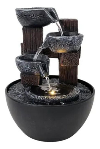 Fonte De Agua Decorativa Tres Quedas Com Led De Mesa E Chão