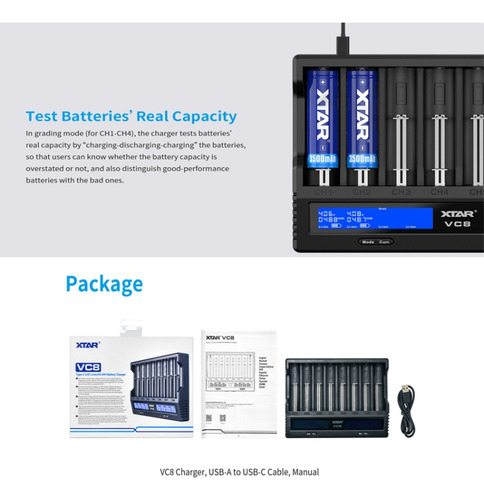 Xtar 8-slot Battery Charger, Model: Vc8