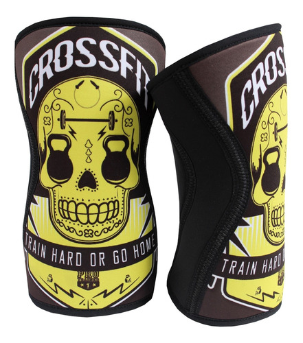 Joelheira Crossfit Caveira Amarela Neoprene Tamanho G