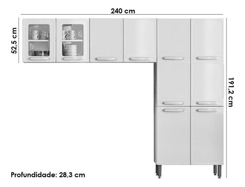 Cozinha Compacta Evidence 3 Peças (2 Armários + 1 Paneleiro