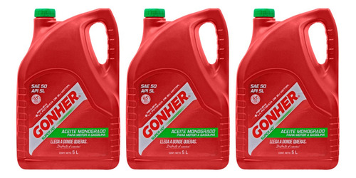 3 Garrafa Aceite Monogrado Sae 50 Super Hd Api Sl Gonher 5l
