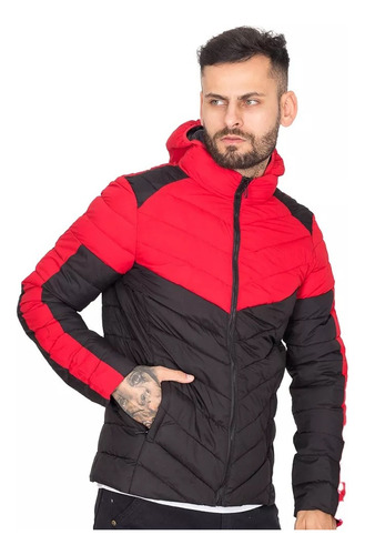 Campera Hombre Importada Inflable Con Capucha Combinada