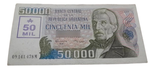 Billete Argentino De 50 Mil Australes Resellado