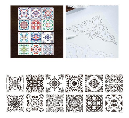 Modelos De Desenho De 12 Peças Reutilizáveis Estilo A