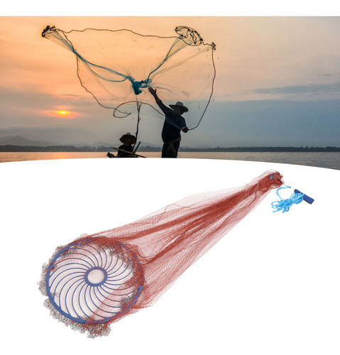 Red De Pesca Tipo Disco Volador Lanzada A Mano Con Bolsa