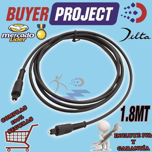 Imagen 2 de 4 de Cable Optico Audio Digital Fibra Conectores Toslink 1.8m