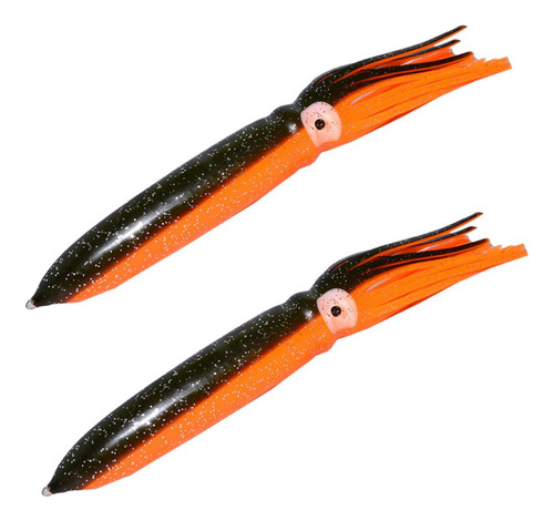 2x Pulpo Señuelo Suave Calamar Pesquería Pesca De Naranja