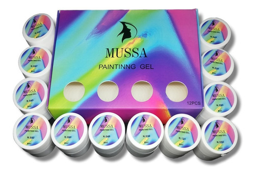 Gel Painting Para Uñas Gama De 12 Pzs Manicure Marca Mussa