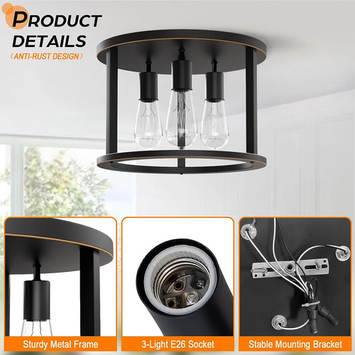 Lámpara De Techo Semiempotrada De 3 Luces, Lámpara De Pasill