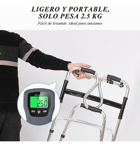 Andadera Plegable Doble Apoyo Ruedas Asiento Multifuncional