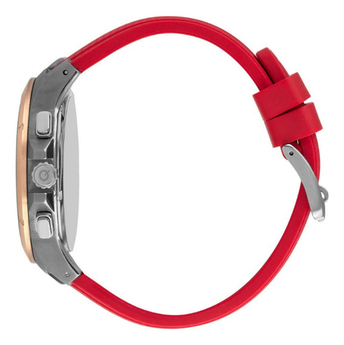 Relo Quantum Para Hombre Silicón Rojo Ttg1003.068 Rojo Rojo Plateado