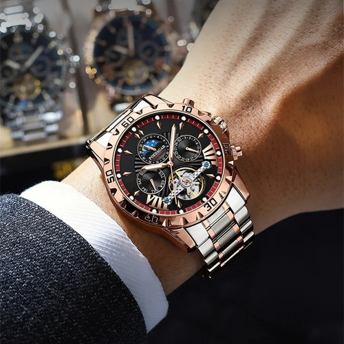 1410 Reloj Mecánico Luminoso En Acero Inoxidable