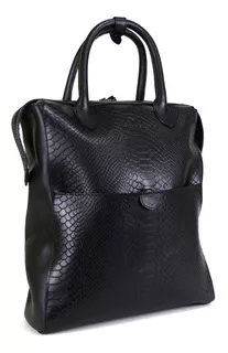 Mochila Backpack De Dama 100% Piel Convertible A Bolso Woge Color Negro Vibora