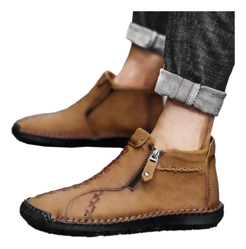Botas Altas De Abrigo Para Hombre,zapatos De Cuero Cómodos