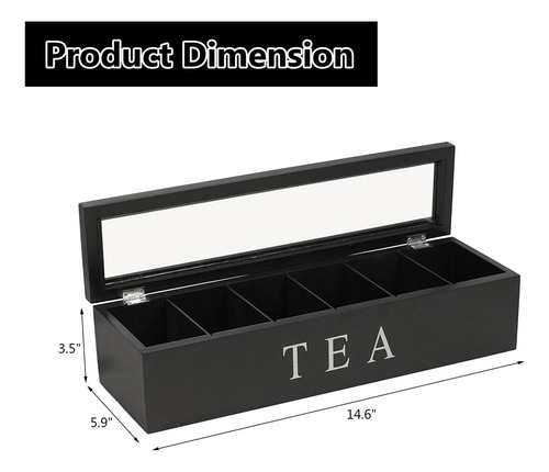 Caja De Almacenamiento De Té De Madera, Compartimentos Retro